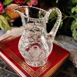 Heavy Vintage European Deep Cut Lead Crystal Pitcher Waterford Style Luxury Bar